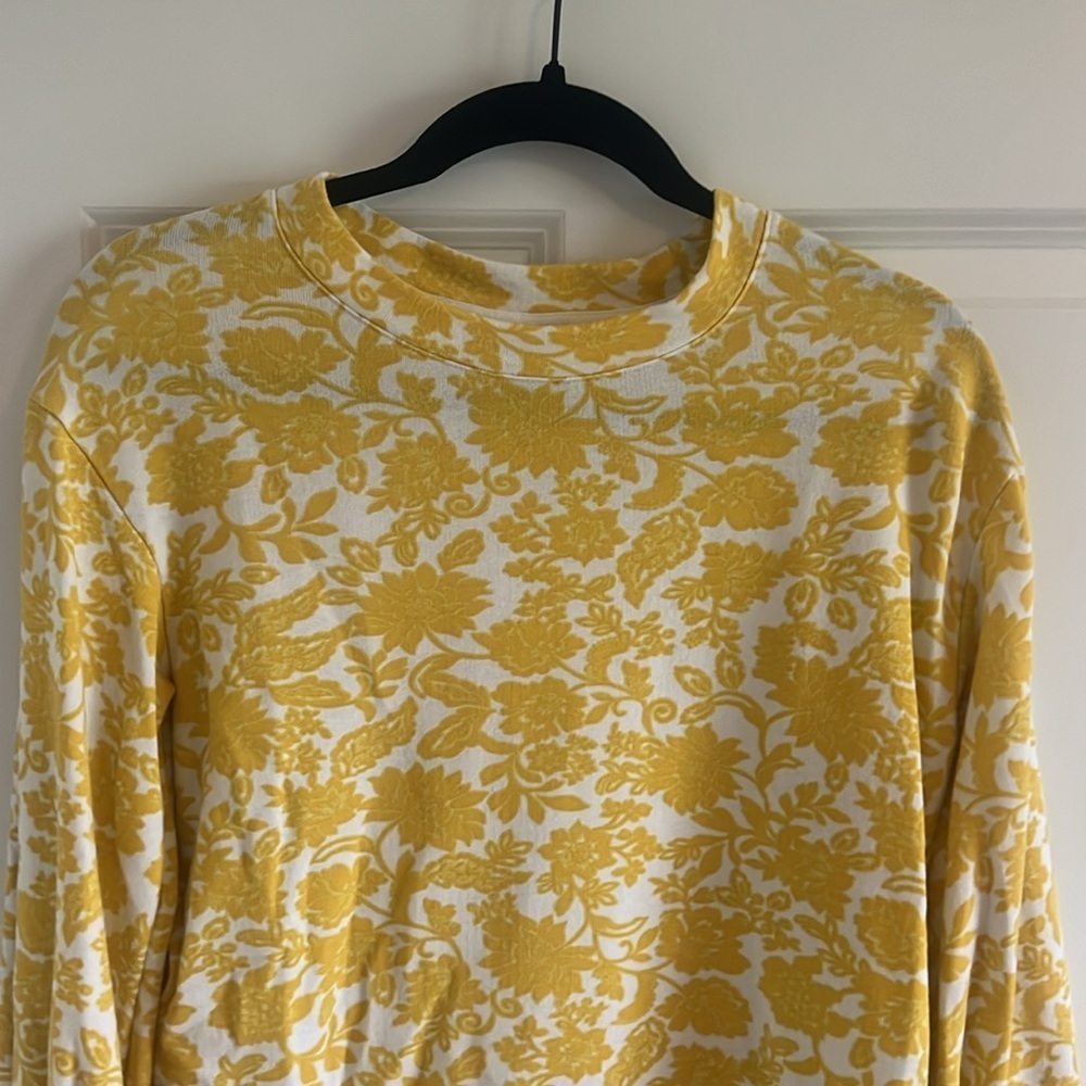 Who What Wear Sweatshirt Size XS Yellow & White Floral - Picture 2 of 7